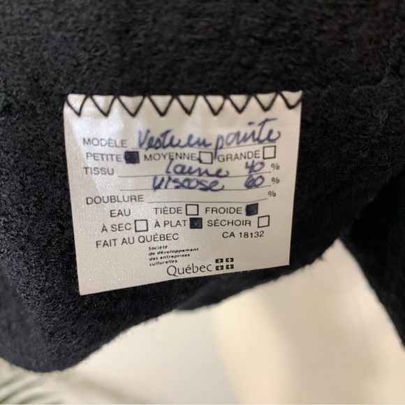 renée Legault Artisanal Designer Unique Wool Blend Black Cardigan Jacket Small - Picture 10 of 10